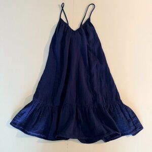 Vineyard Vines 100% Cotton Navy Smocked Babydoll Sundress XS Casual Beach Resort